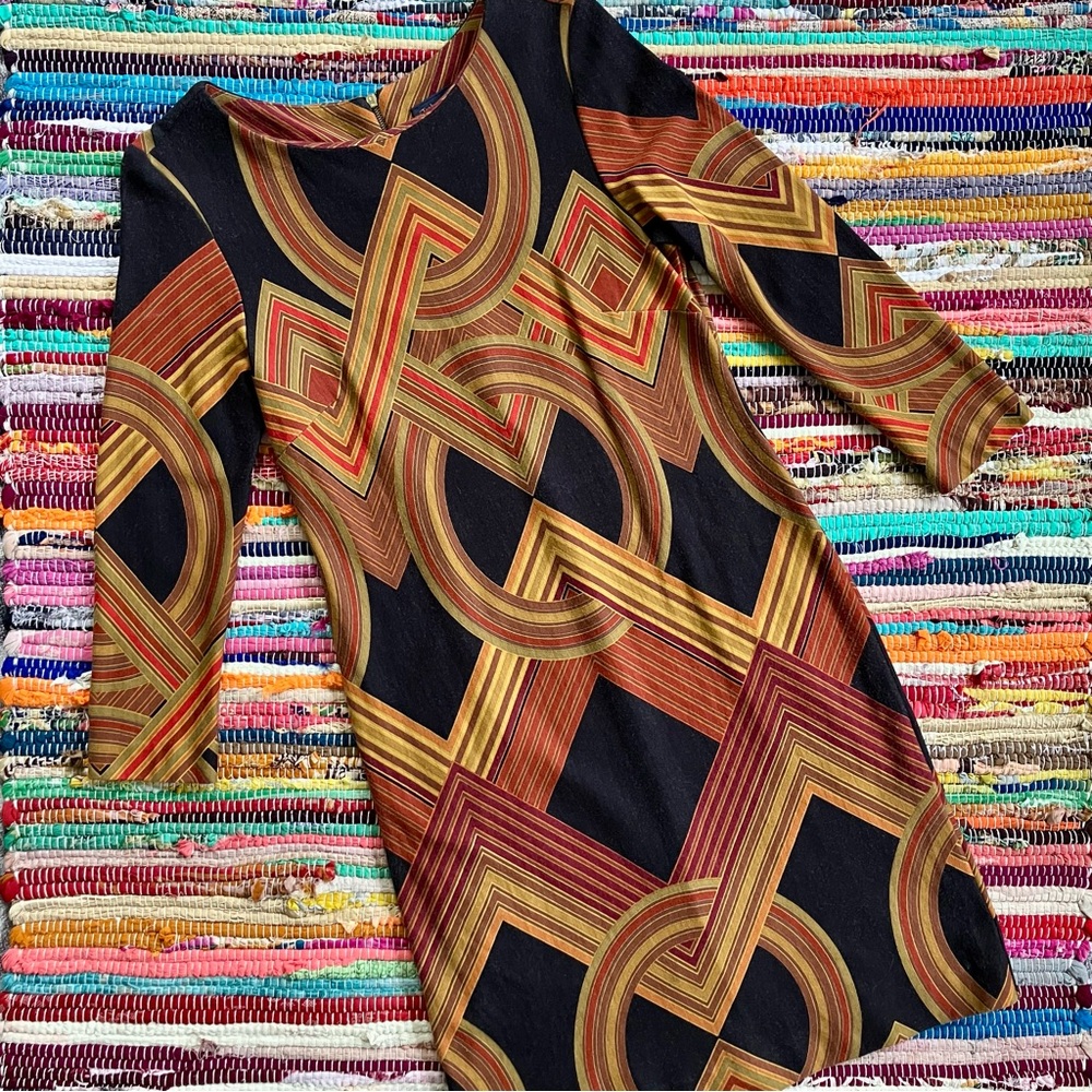 Just Taylor ~ Geometric Art Deco Print Dress - image 1